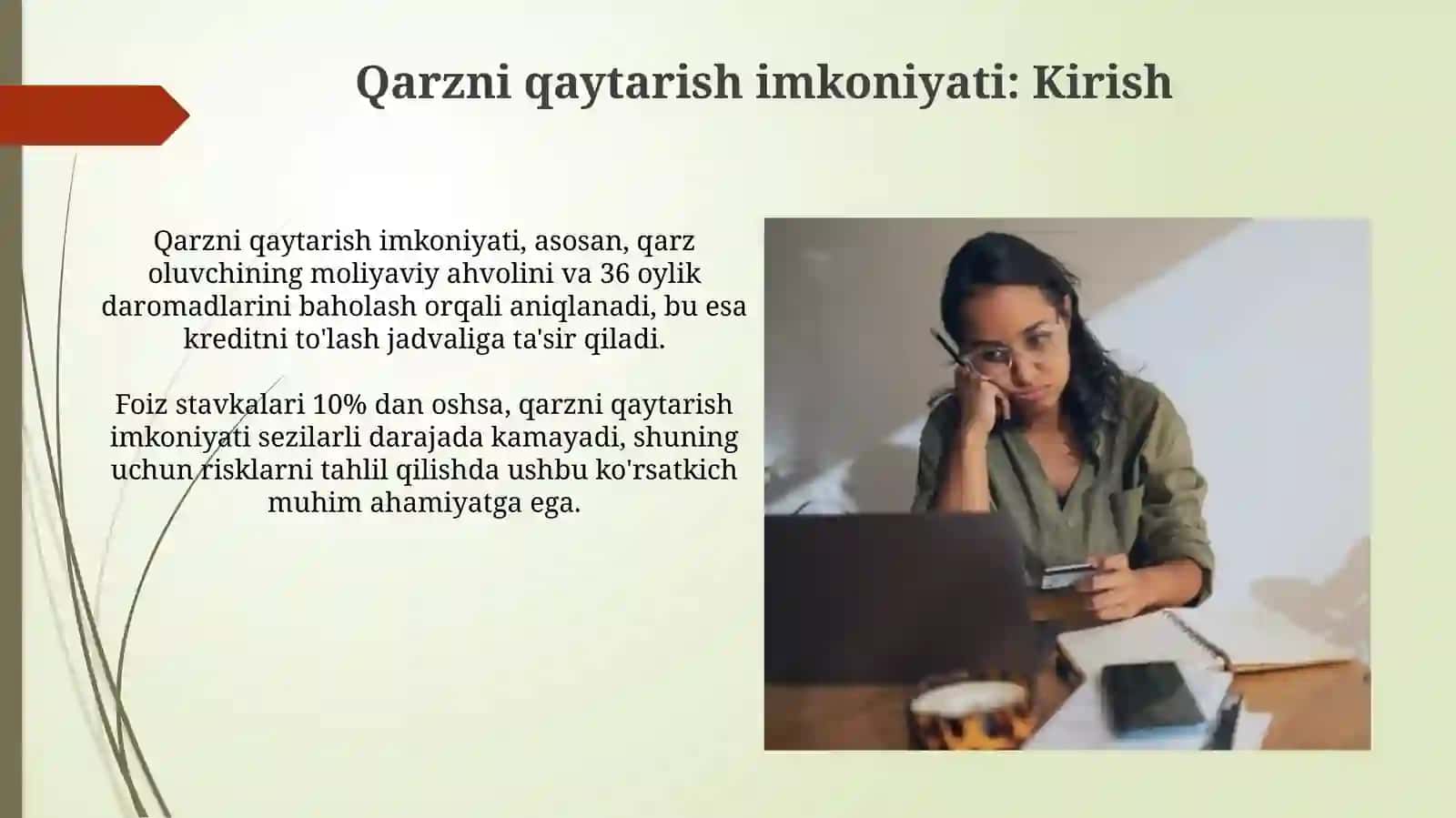 Kreditning qaytariluvchanligi va uning ta'minlanganligi 3
