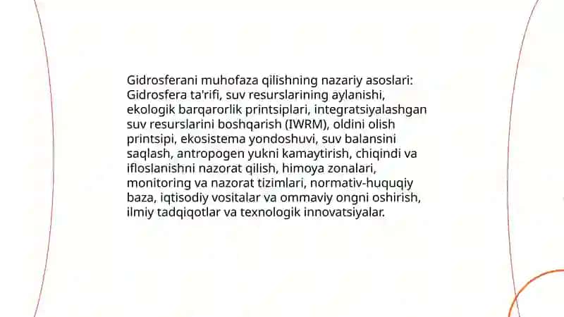 Gidrosferani muhofaza qilishning nazariy asoslari 3