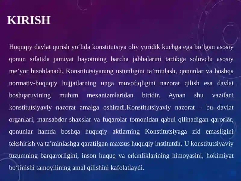 O‘zbekiston Respublikasidaki konstitutsiyaviy nazorat tushunchasi va uning amalga oshirilishi 3