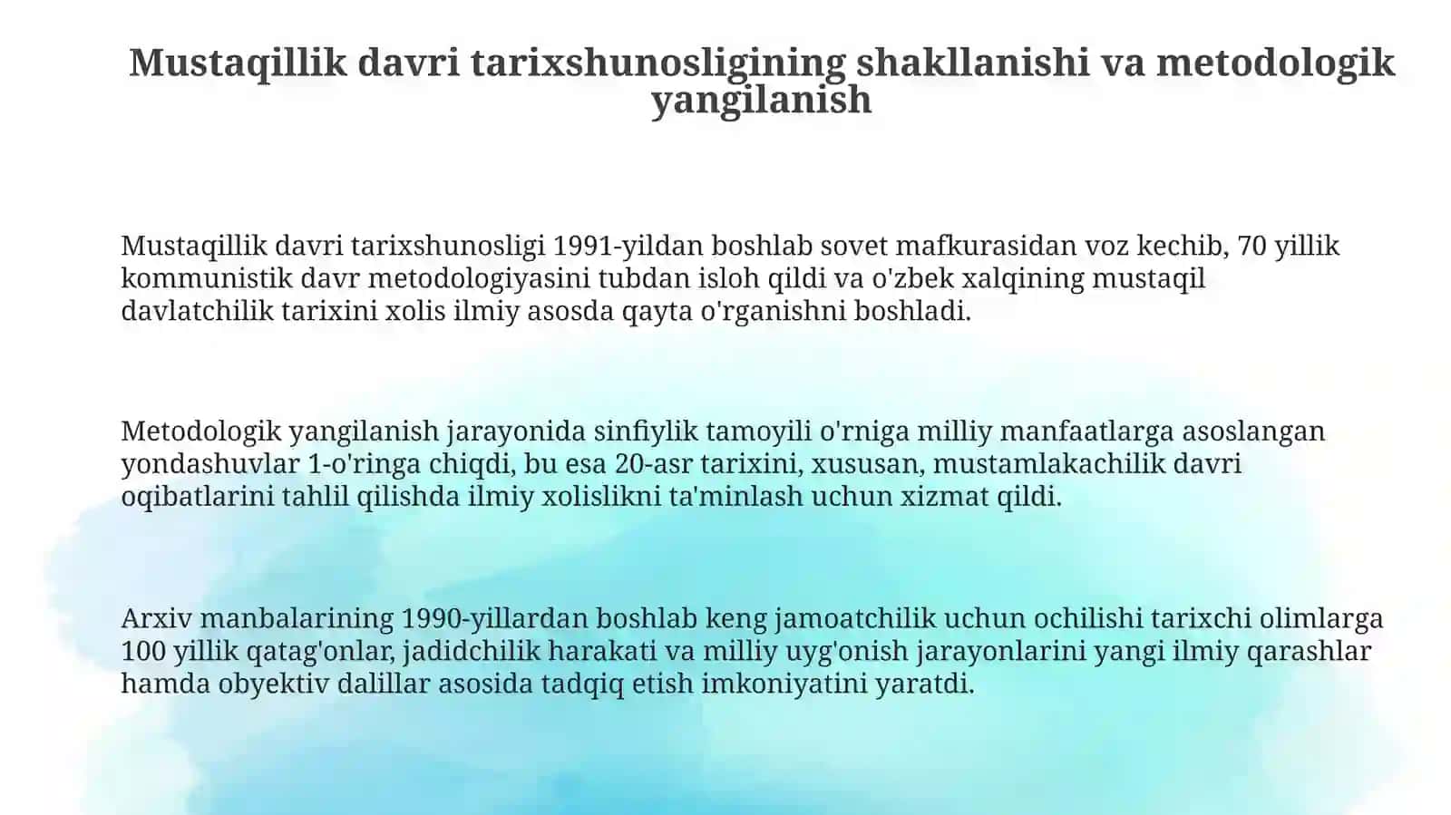 Mustaqil O‘zbekiston tarixshunosligi 3