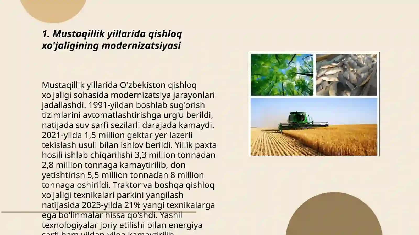 Mustaqillik yillarida qishloq xo'jaligi va sanoat sohasidagi o'zgarishlar 3