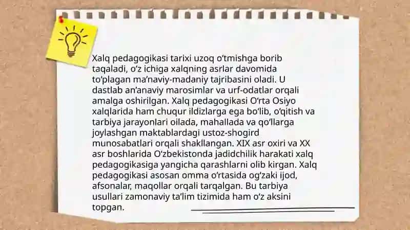 5 Xalq pedahogikasi manbalarning tarixiy ifodasi 3