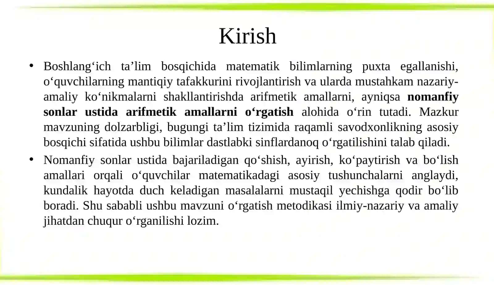 Nomanfiysonlar ustida arifmetika mollarini o‘rgatish metodikasi 3