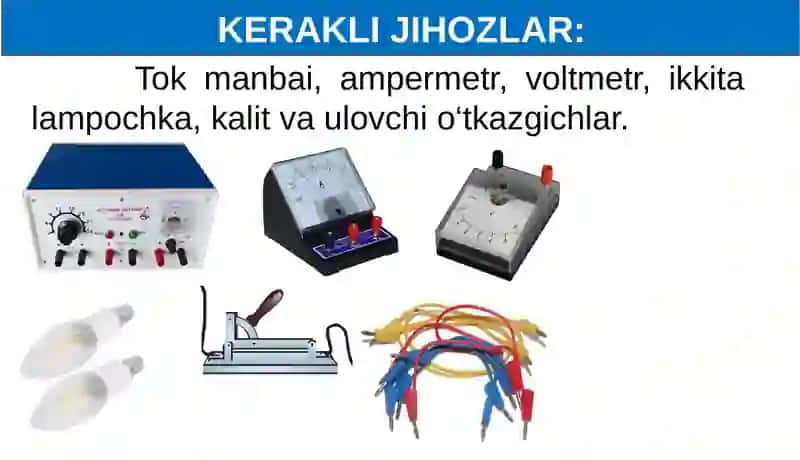 Laboratoriya ishi.  MAVZU: ELEKTR ZANJIRNI YIG‘ISH, UNING TURLI QISMLARIDAGI TOK KUCHI VA KUCHLANISHNI O‘LCHASH 3
