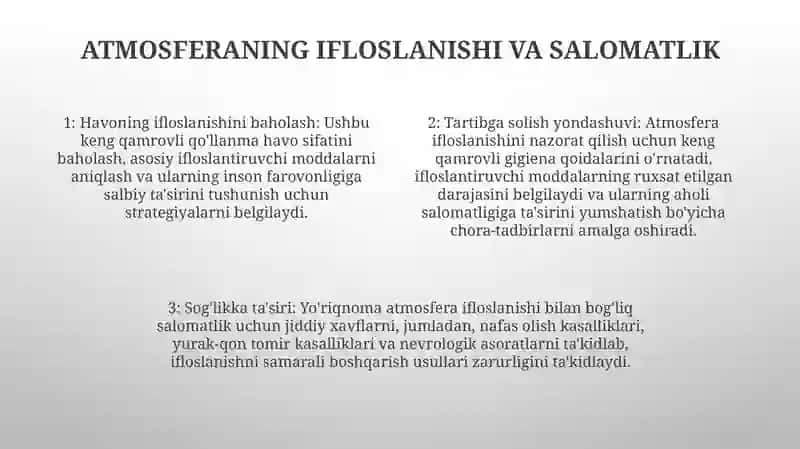 Atmosfera Havosi Suv Tuproqni Nomuvofiq Omillarini Gigiyenik Reglamentlashga BoʻLganUmumiyYondashishlari 3