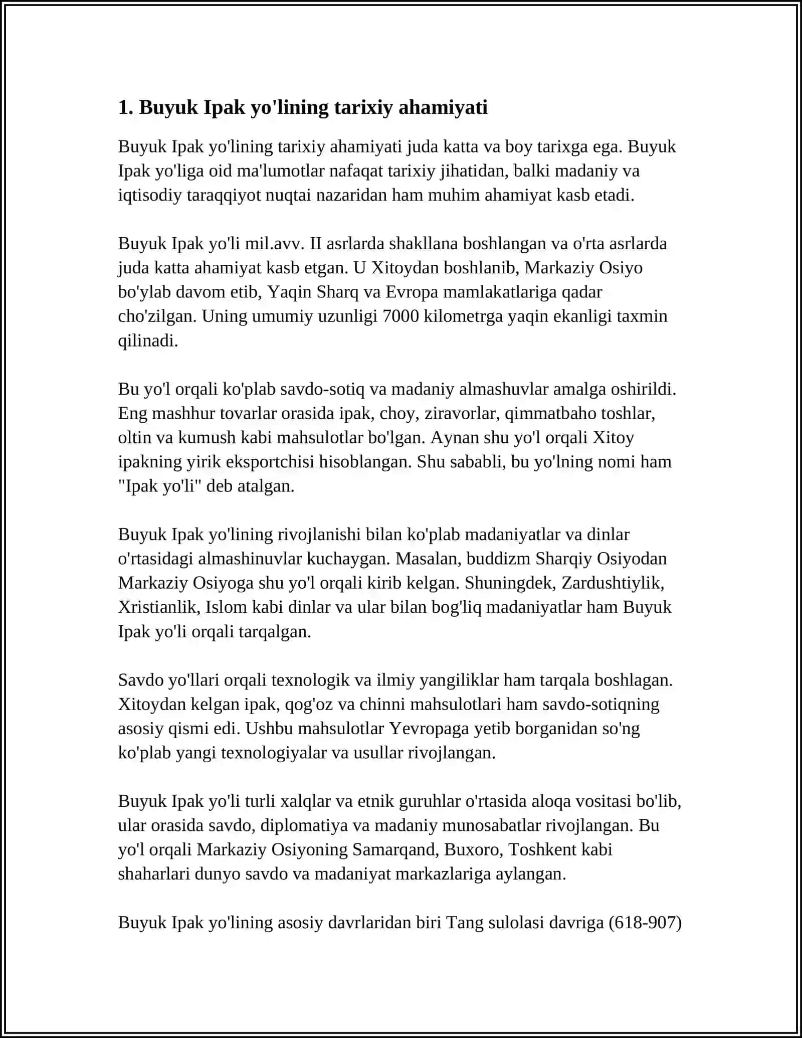 BUYUK IPAK YO'LINING MARKAZIY OSIYODA IQTISODIY MUNOSABATLAR RIVOJLANISHIDAGI O'RNI 3