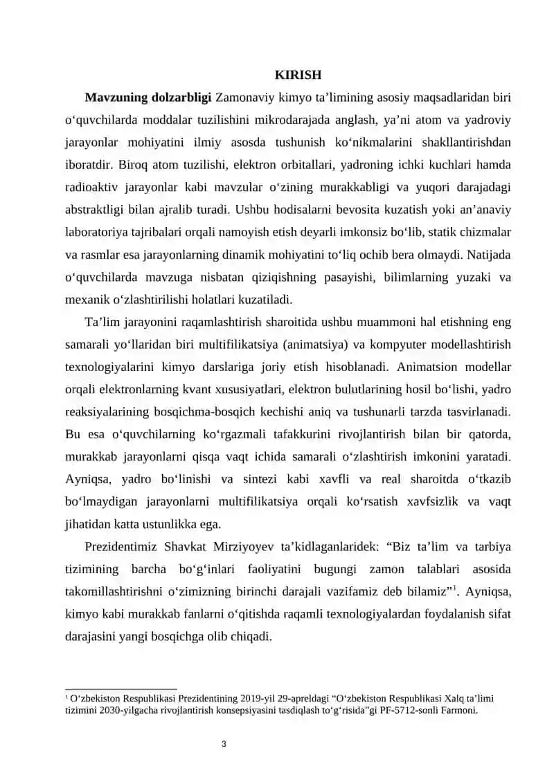 Atom tuzilishi va yadro jarayonlarini multifilikatsiya qilish kompyuter darsi dasturiga kiritish va darsni o'tkazish metodikasi. 3