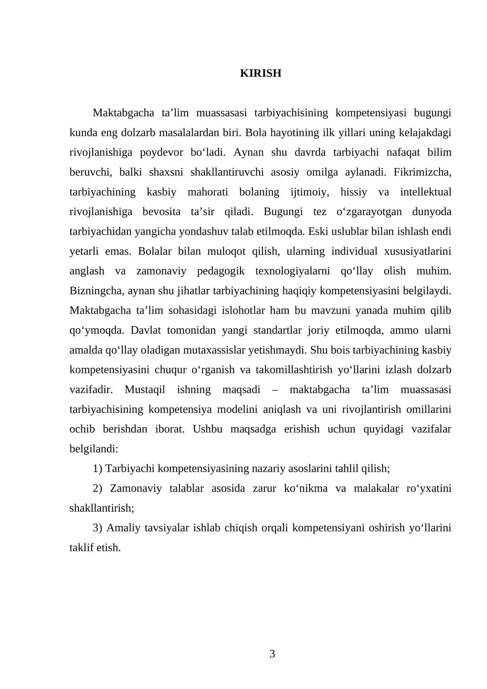 Maktabgacha ta’lim muassasasi tarbiyachisining kompetensiyasi 3
