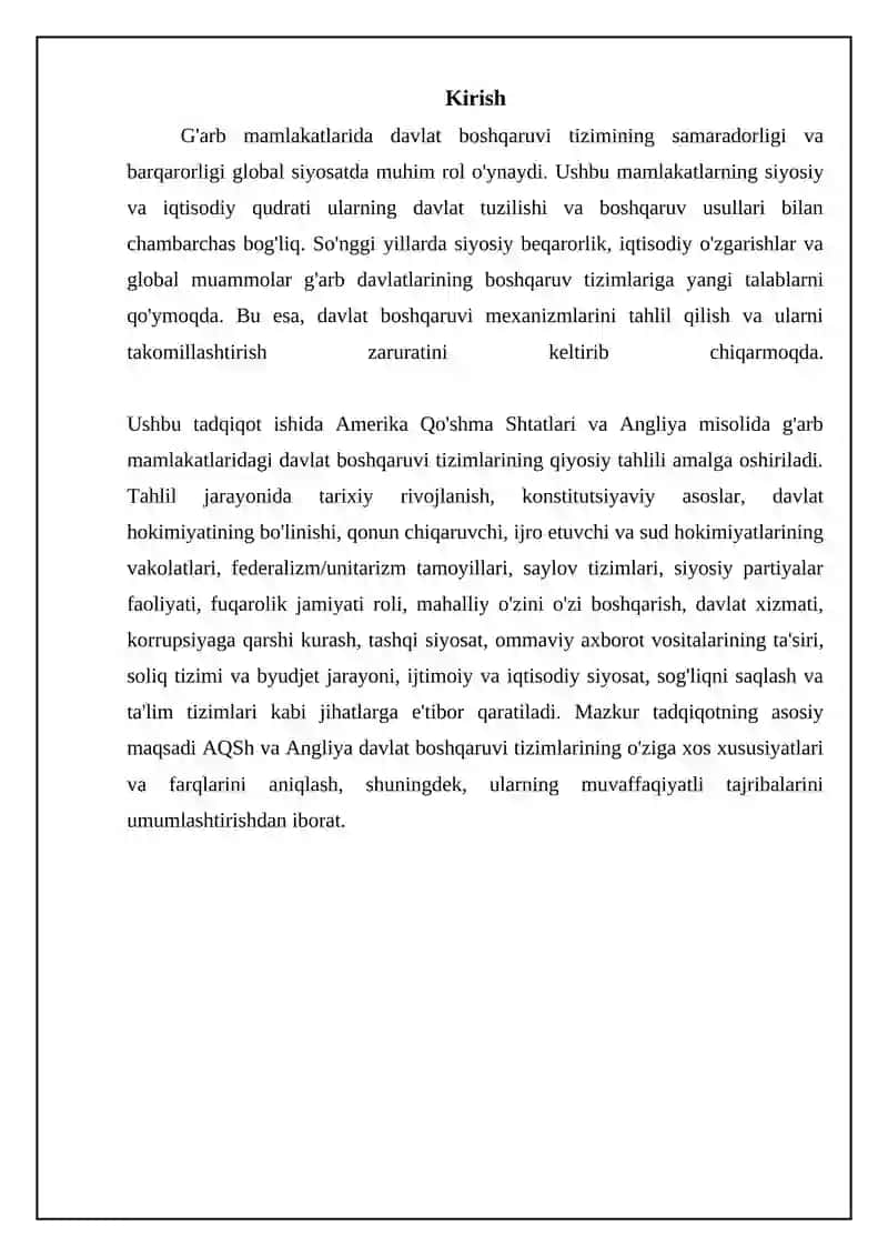 G'arb mamlakatlarida davlat boshqaruvi tizimining qiyosiy tahlili: Asosiy jihatlar 3