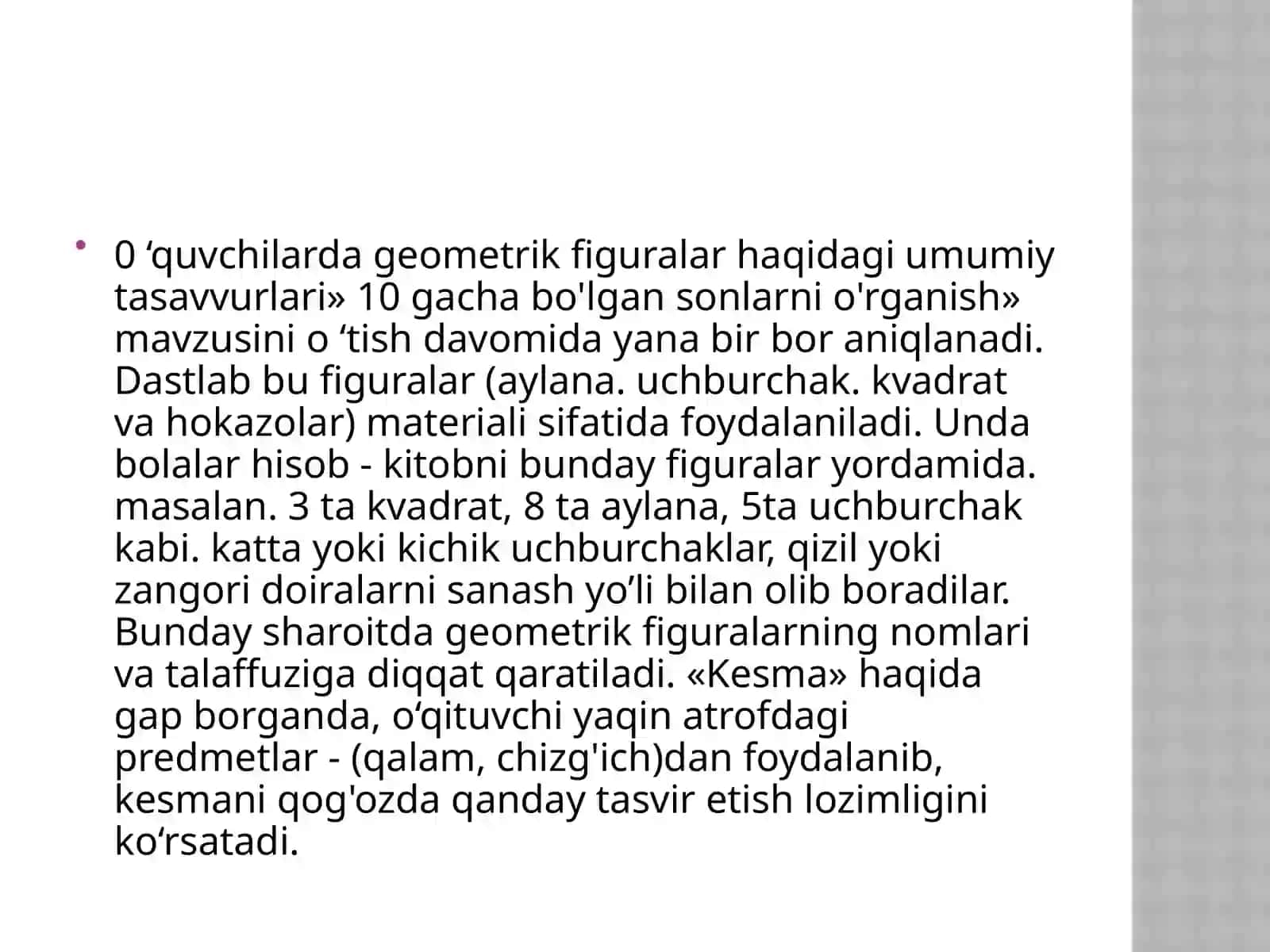 o‘quvchilarni geometrik figuralar bilan tanishtirish metodikasi 3