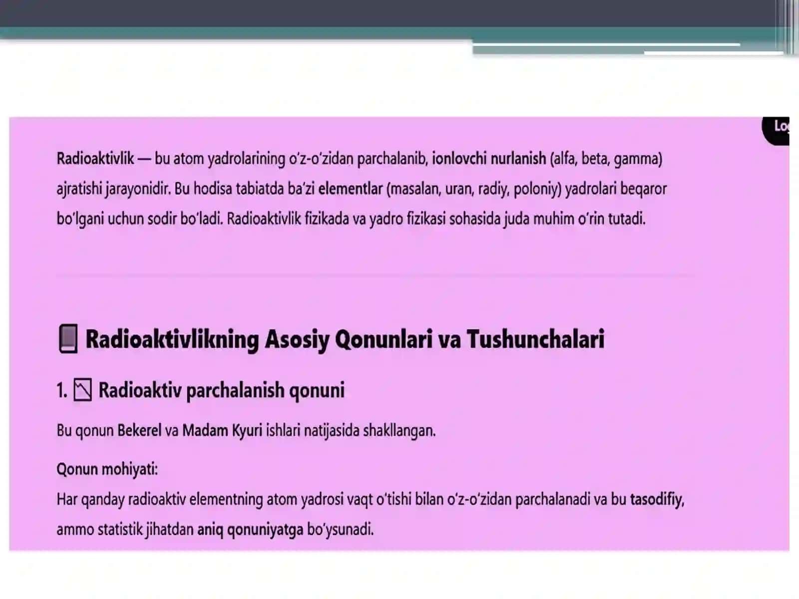 Radioaktivlikning asosiy qonunlari 3