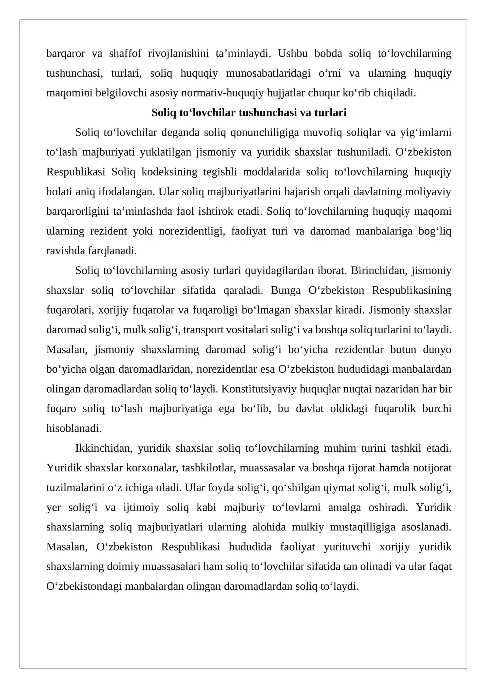 Soliq to‘lovchilar va ularning huquqlari hamda majburiyatlari 3