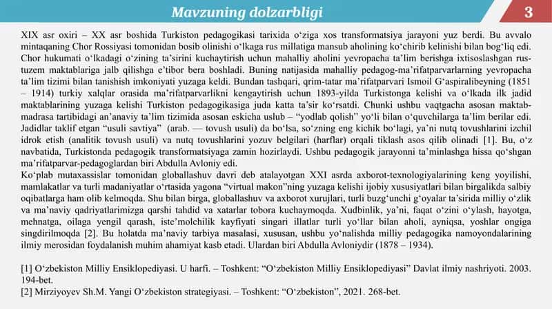 BOSHLANGʻICH TAʼLIMDA OʻQUVCHILAR MAʼNAVIY SIFATLARINI RIVOJLANTIRISHDA ABDULLA AVLONIY ILMIY-PEDAGOGIK MEROSIDAN SAMARALI FOYDALANISH 3