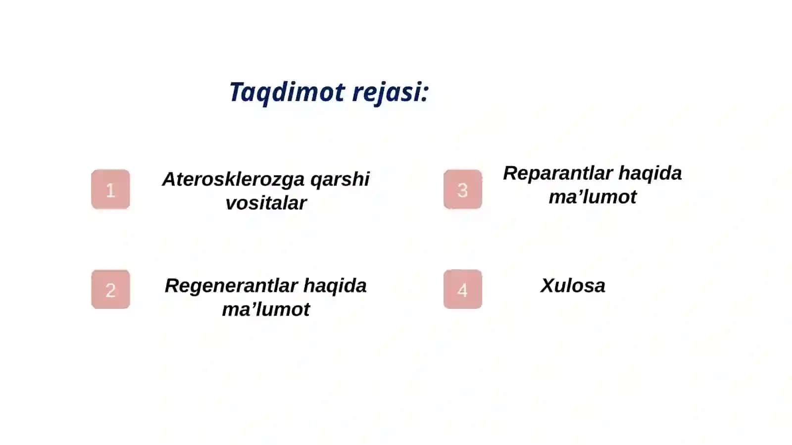 Aterosklerozga qarshi vositalar. Regenerantlar va reparantlar 3