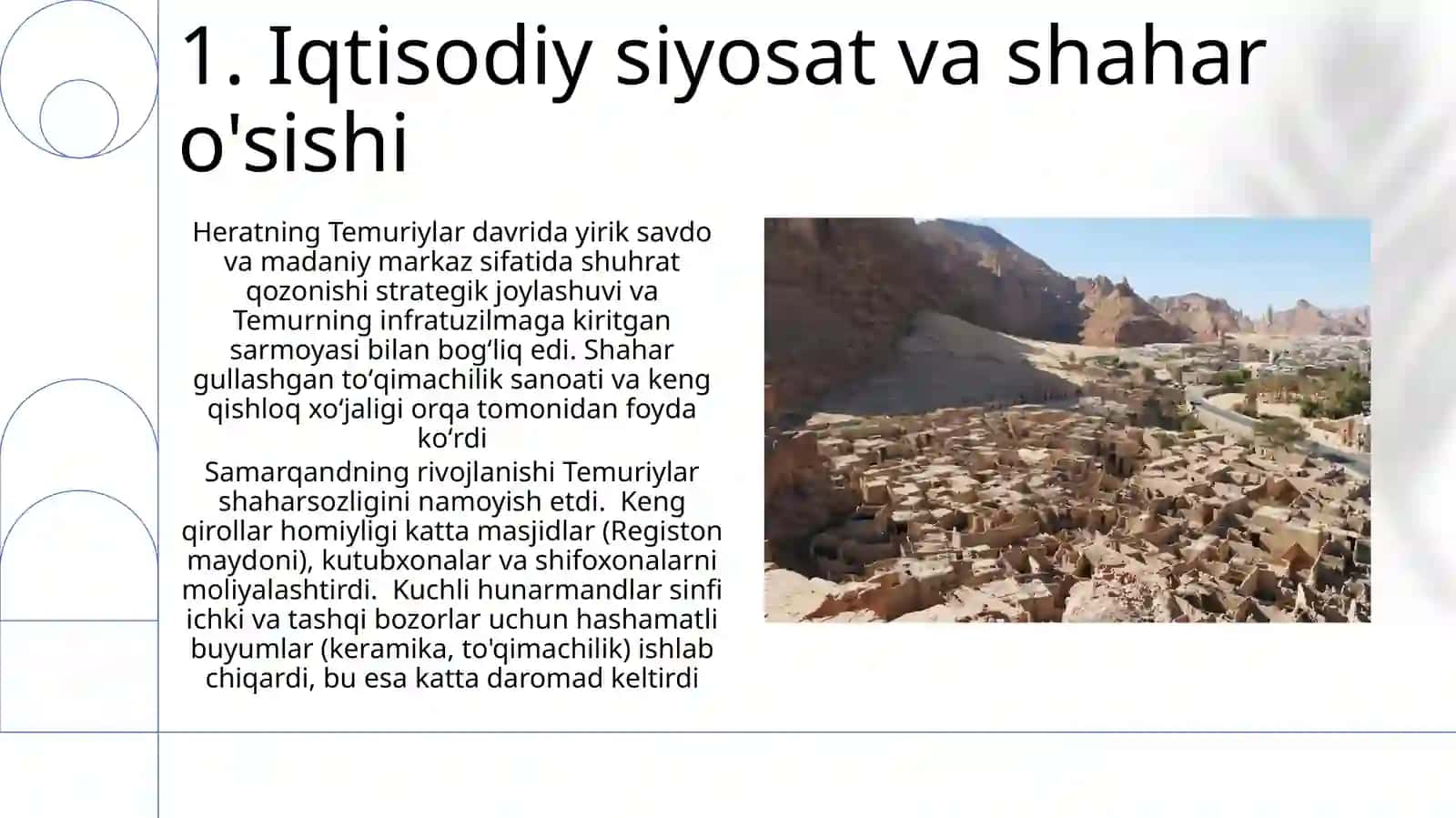 Amir Temur va Temuriylar davri shaharsozlikning rivoji asoslari 3