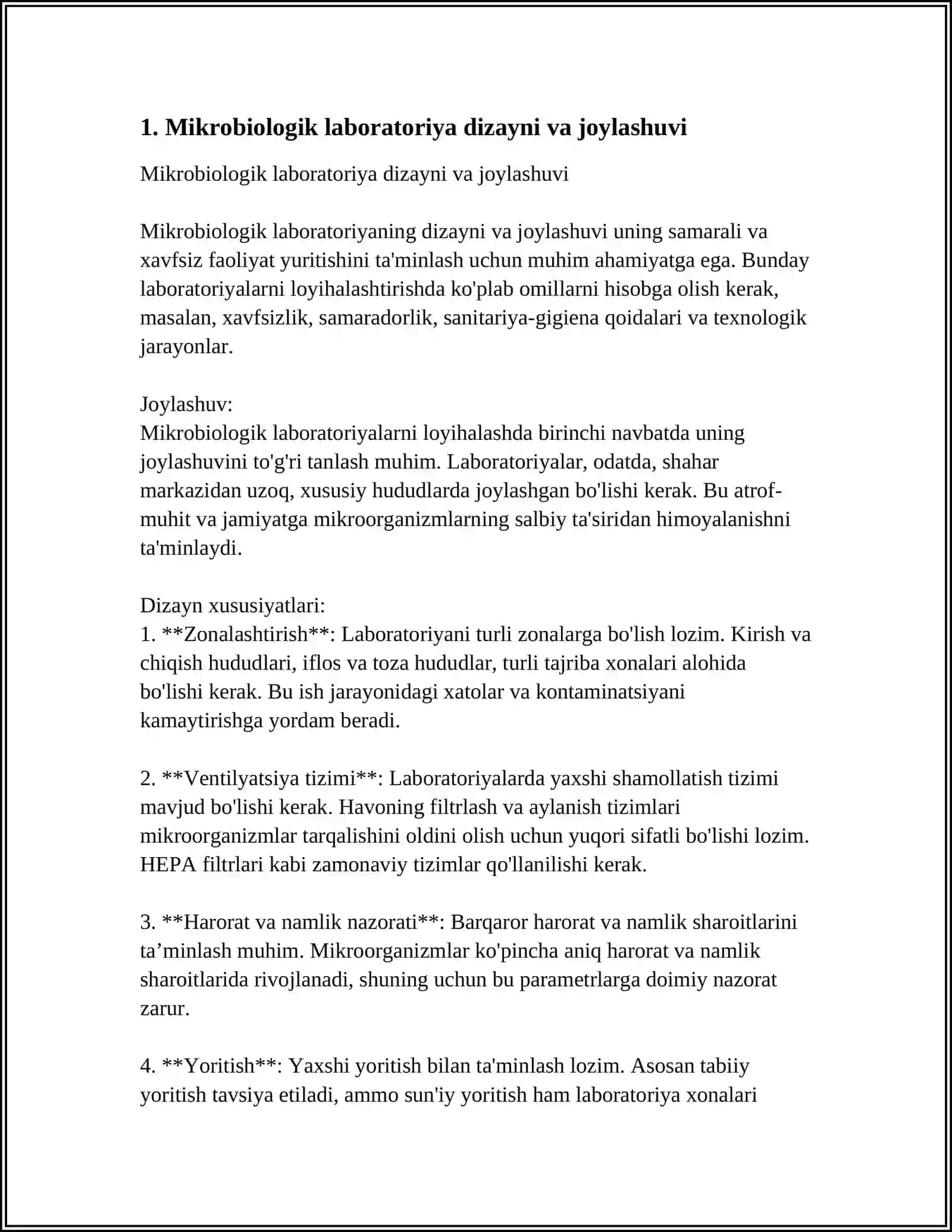 MIKROBIOLOGIK LABARATORIYA TUZILISHI VA TASHKIL ETISH. MIKROORGANIZIMLAR TASNIFI. BAKTERIYALARNI O'RGANISH USULLARI 3