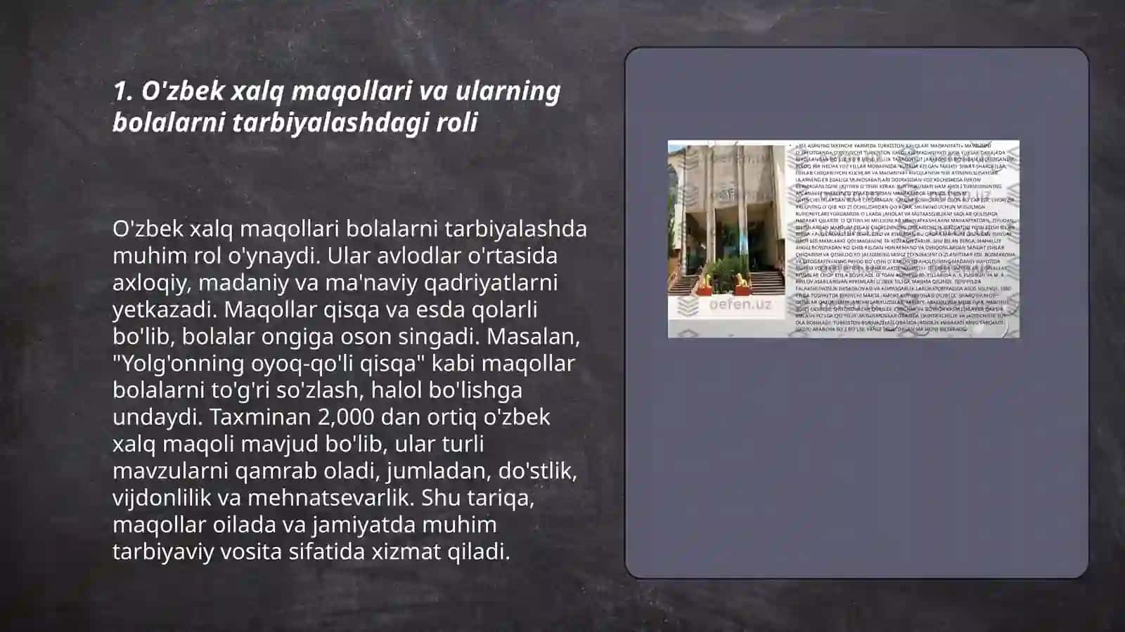 O'zbek xalq maqollari ularning tarbiyaviy ahamiyati 3