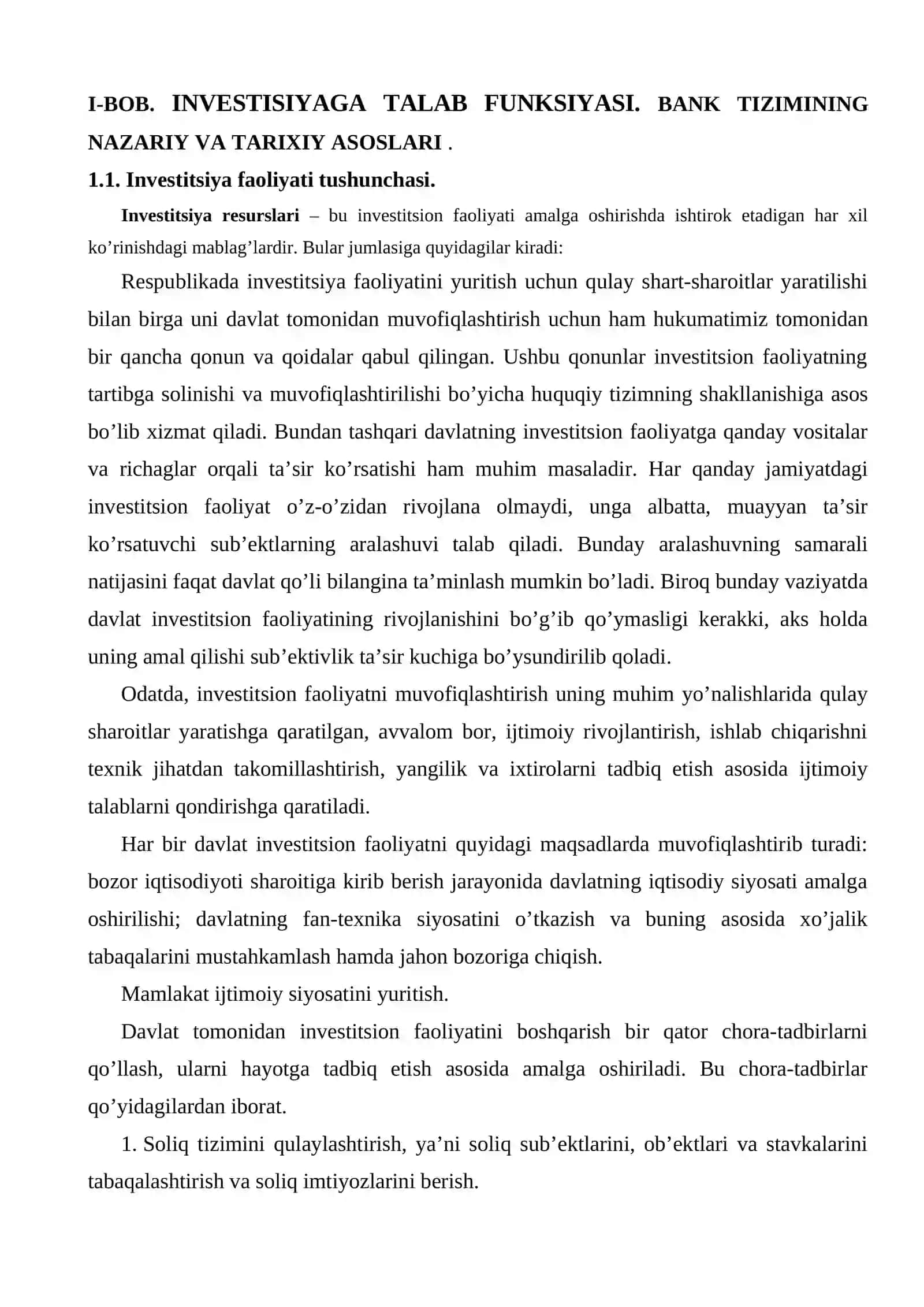 INVESTISIYAGA TALAB FUNKSIYASI. BANK FOIZ STAVKASI VA KUTILAYOTGAN SOF FOYDA NORMASI 3