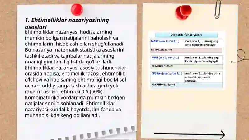 Ehtimolliklarni qoʻshish va koʻpaytirish hodisalarning ehtimolligini hisoblash usullari 3