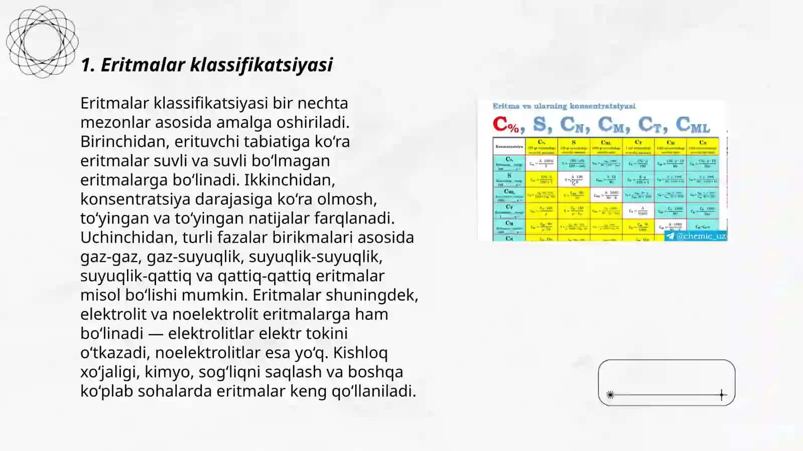 Eritmalar hosil bo'lishi va ularning konsentratsiyalari 3