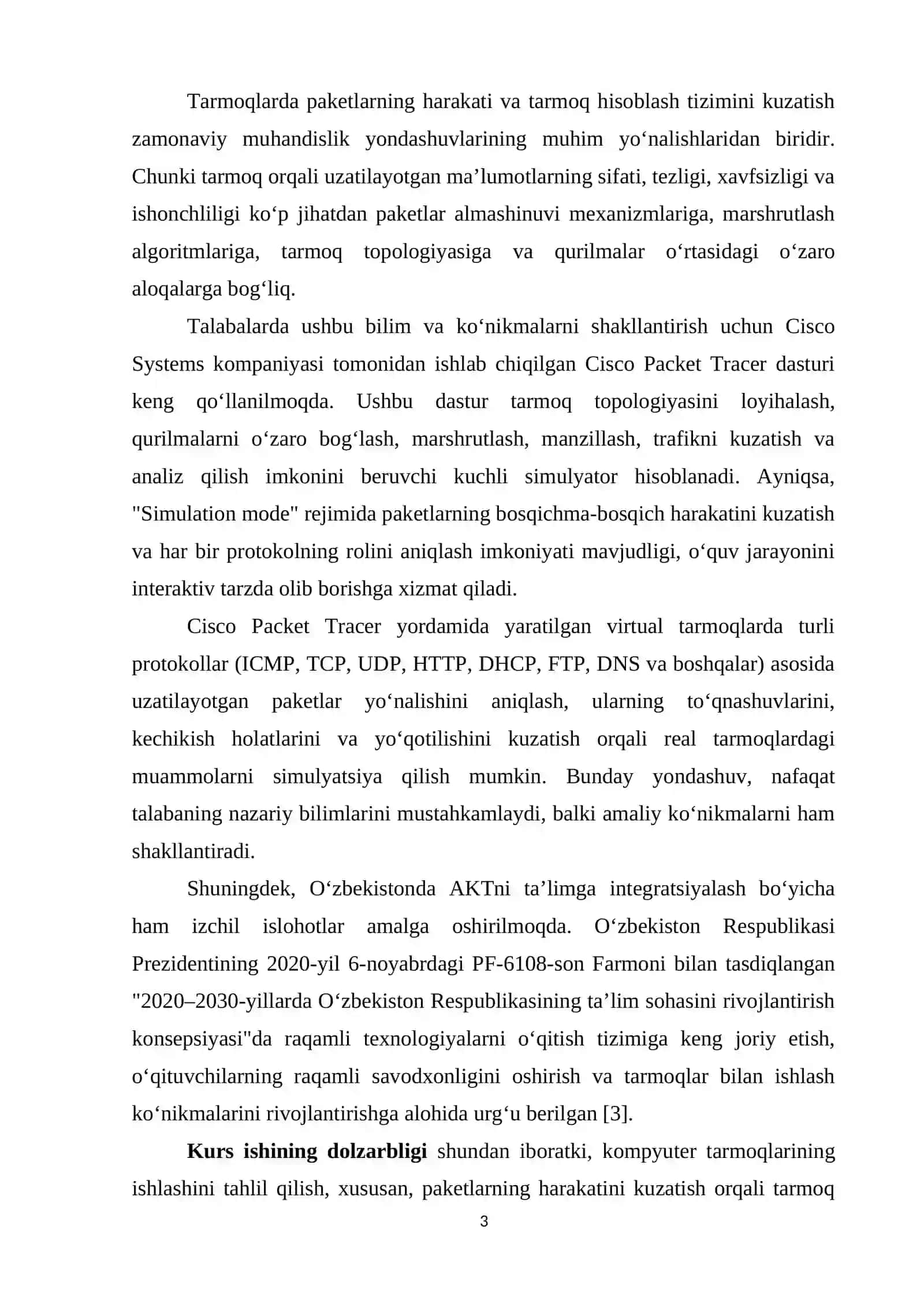 Kompyuter tarmoqlarida paketlar va hisoblash tizimi 3