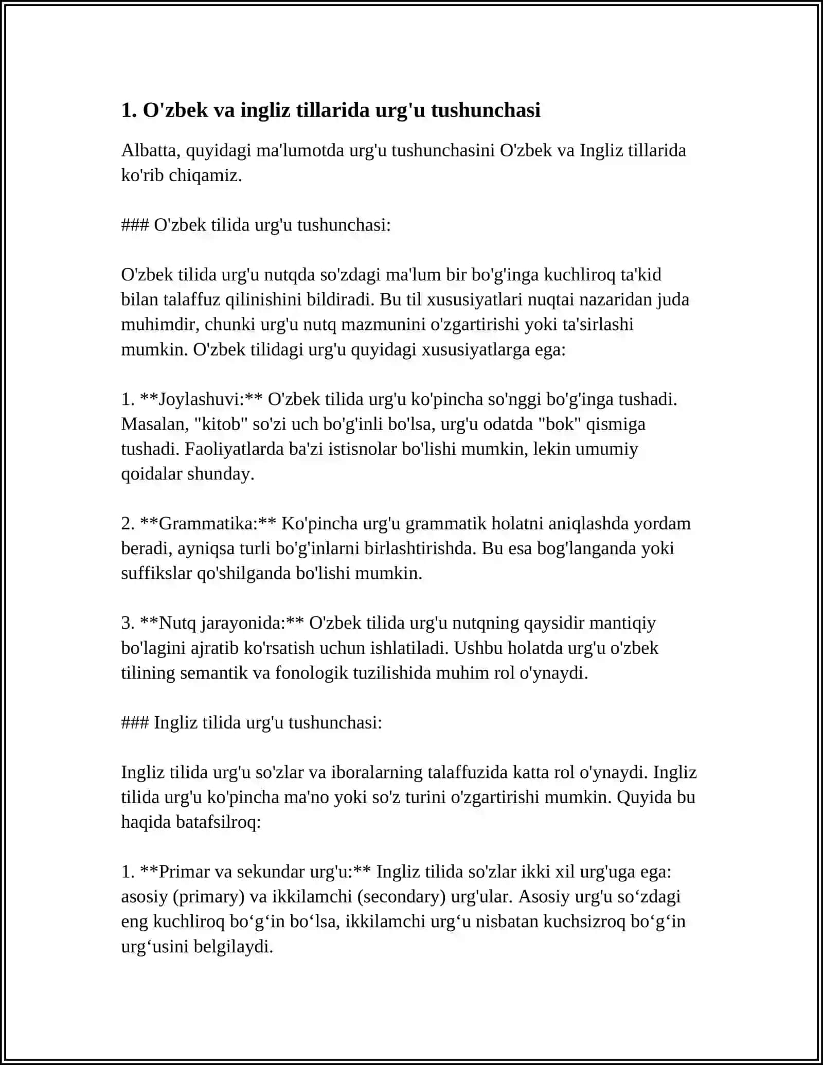 O'zbek Tili va Ingliz Tilida Urg'u Tushush Farqlari 3