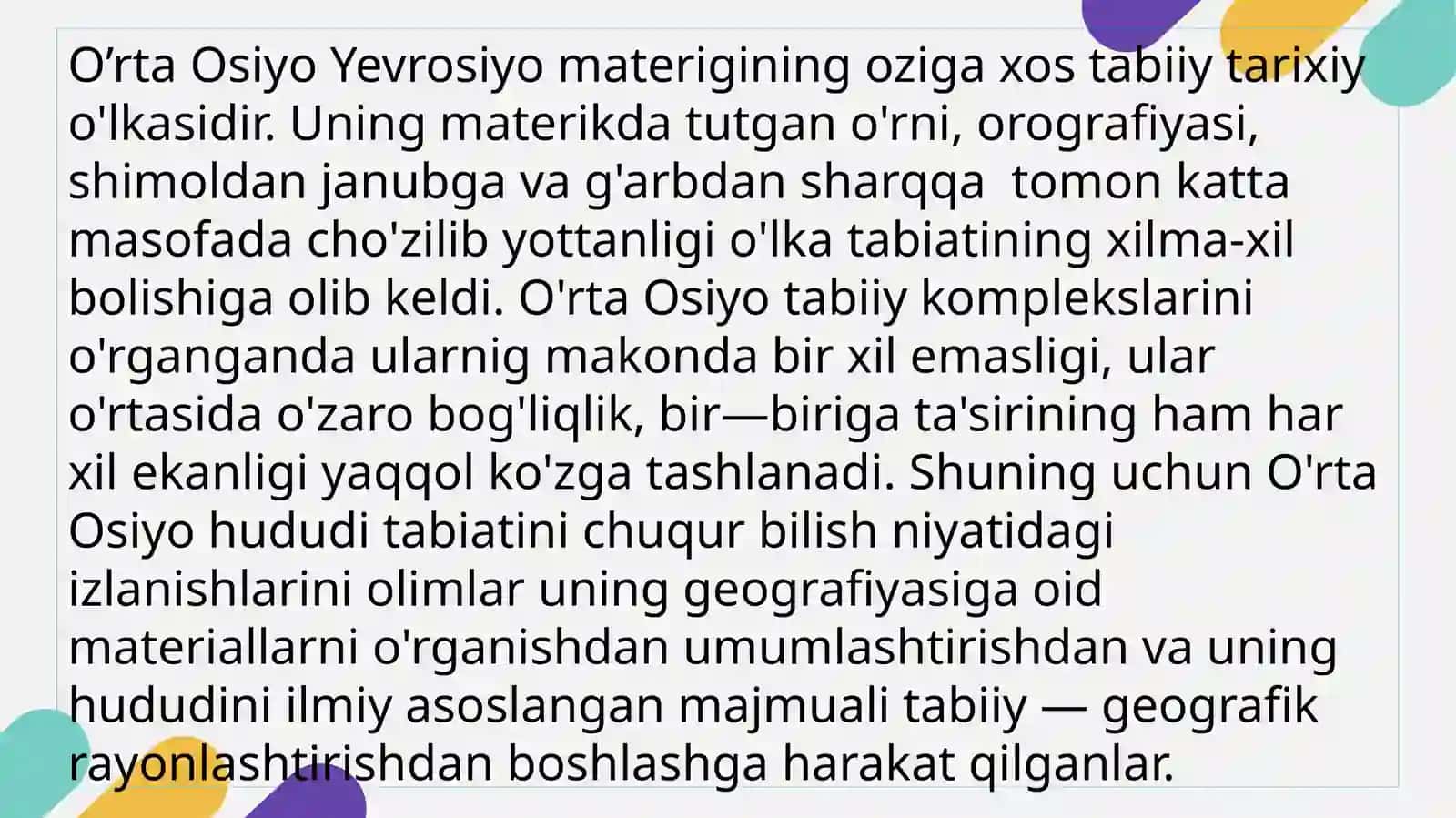 OʻRTA OSIYONI TABIIY-GEOGRAFIK RAYONLASHTIRISH 3