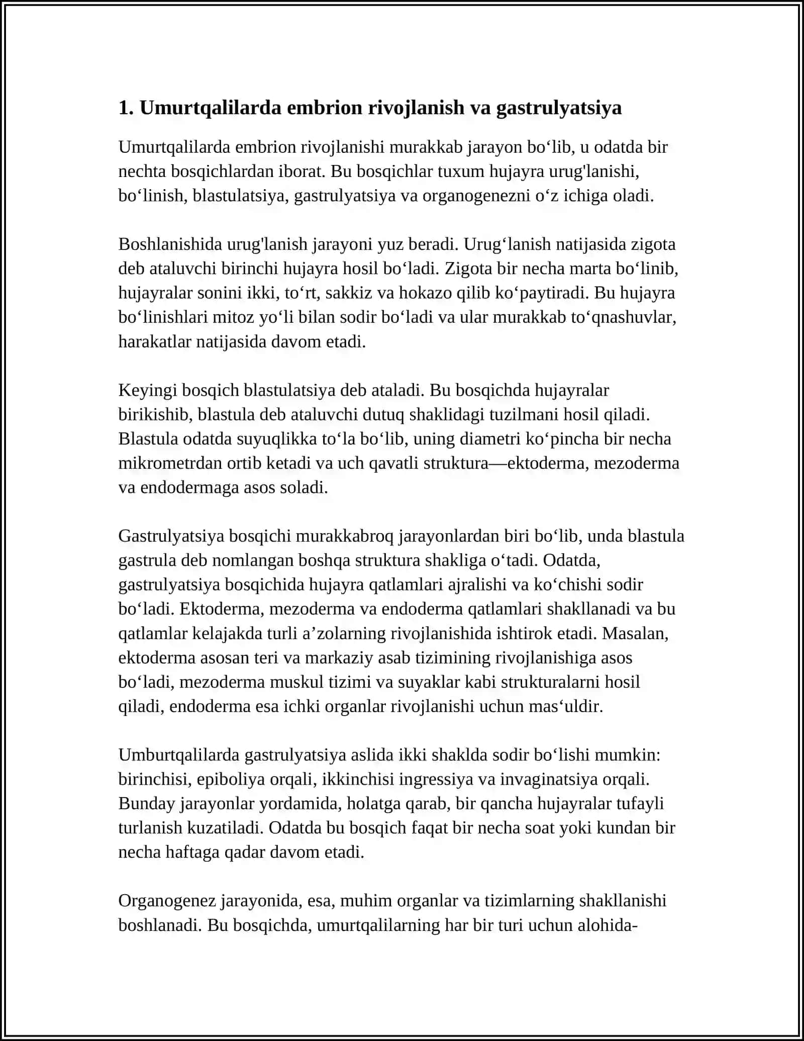 UMURTQALILARDA A'ZOLAR VA A'ZOLAR TIZIMI ONTOFILOGENIZI 3
