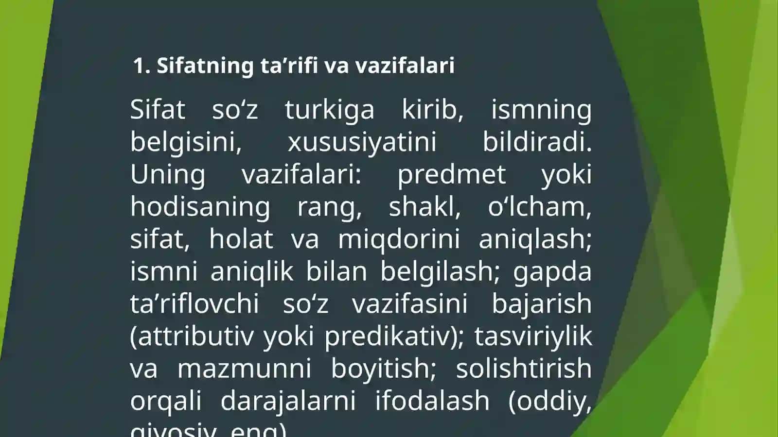 Sifat so'z turkumi 3