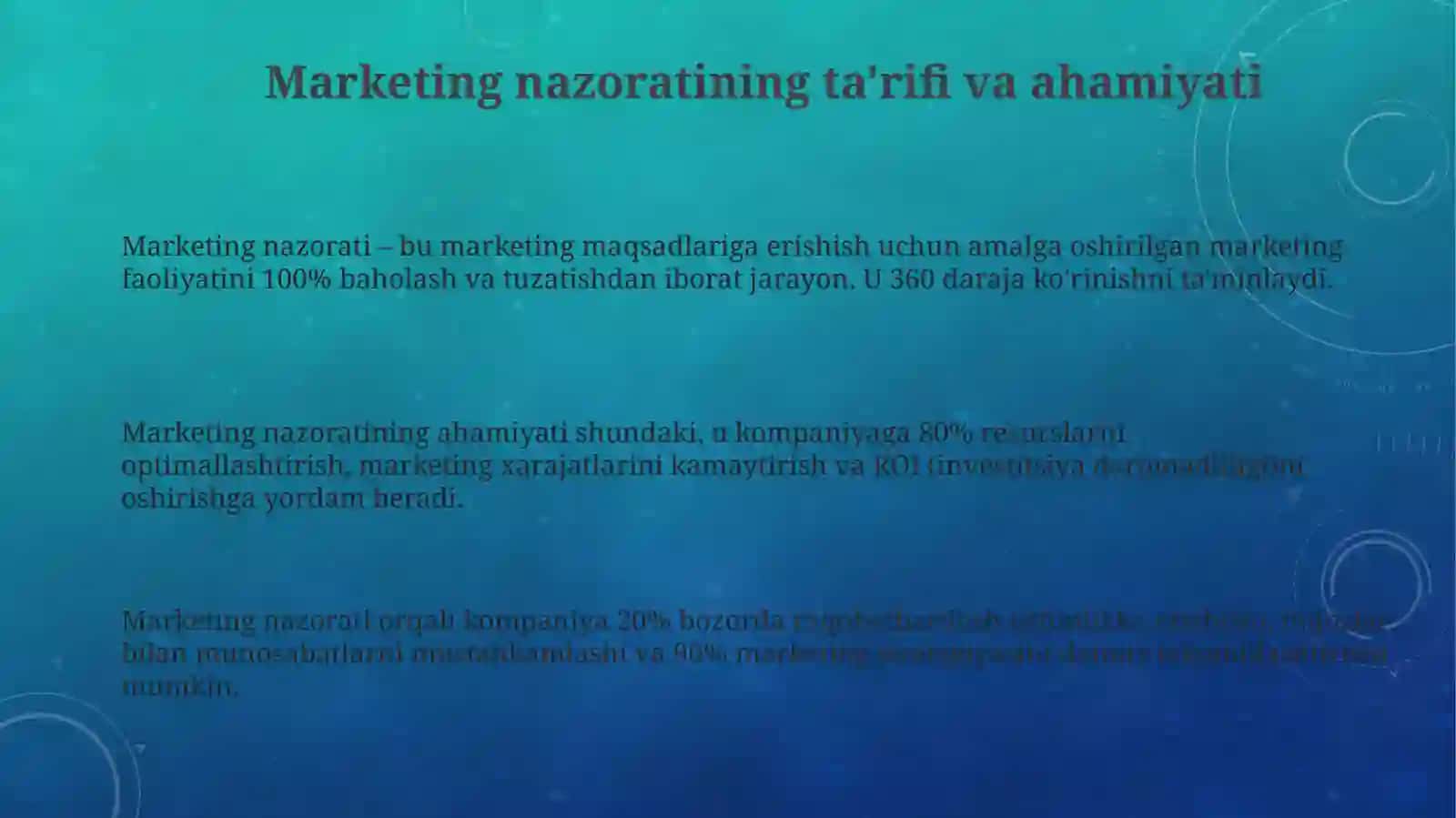 Marketing nazorati va uning turlari 3