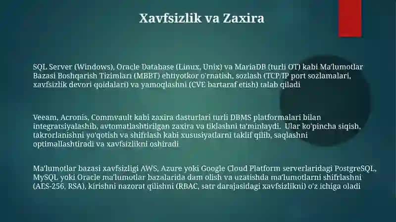 Ma'lumotlar bazasi va ularni boshqarish tizimlari dasturlari 3