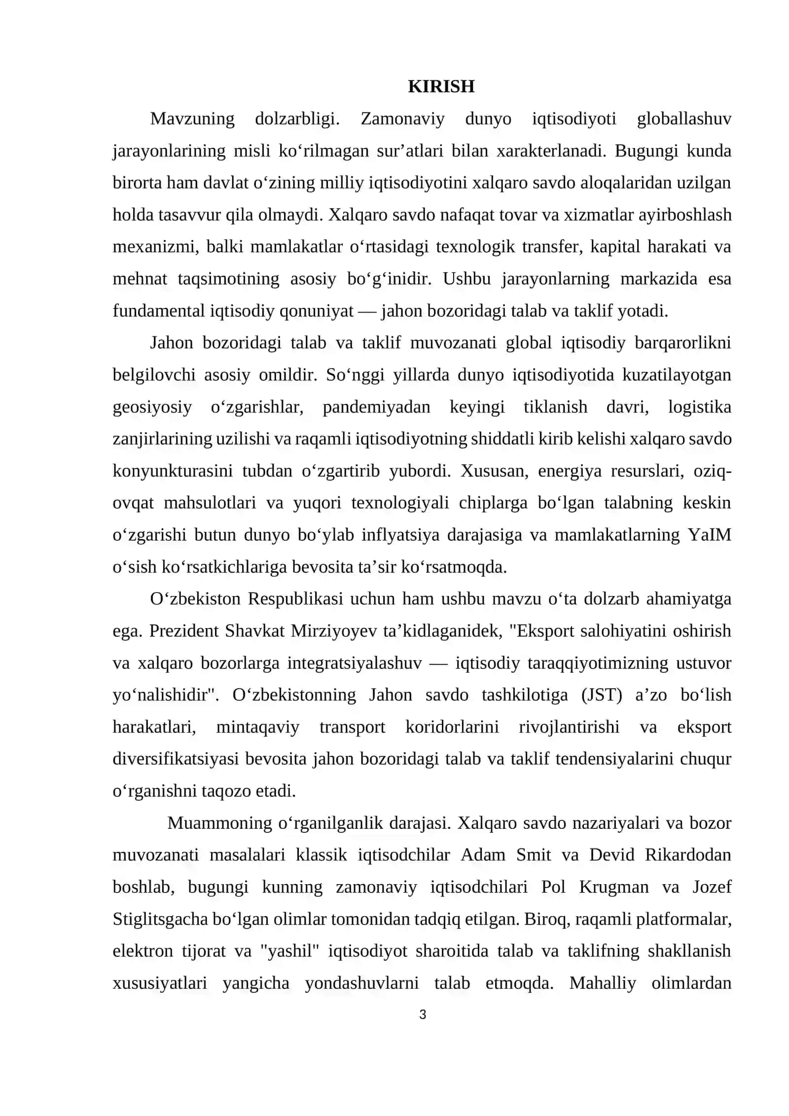 Xalqaro savdo: jahon bozoridagi talab va taklif 3