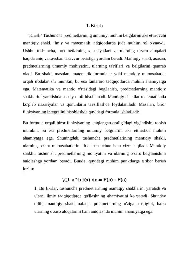 Tushuncha predmetlarning umumiy, muhim belgilarini aks ettiruvchi mantiqiy shakl 3