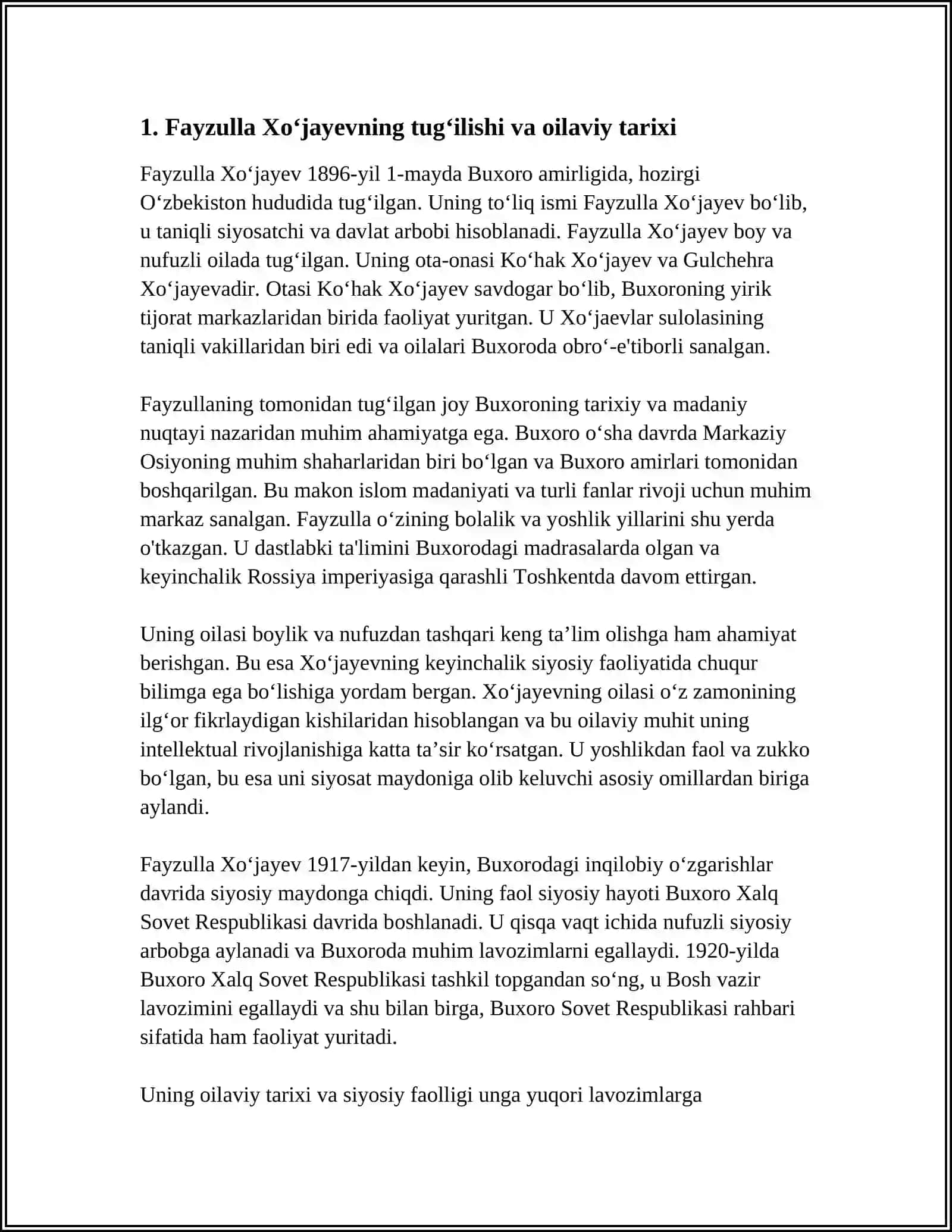 Fayzulla Xo‘jayevning hayot yo‘li ta’lim borasidagi go’yalari va Buxoro Jadidchilik harakatidagi o‘rni 3