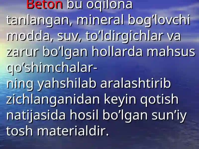 Betonlar. Betonlarni tasniflash 3