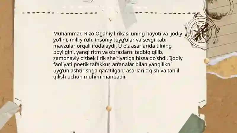 Muhammad Rizo Ogahiy lirikasi 3