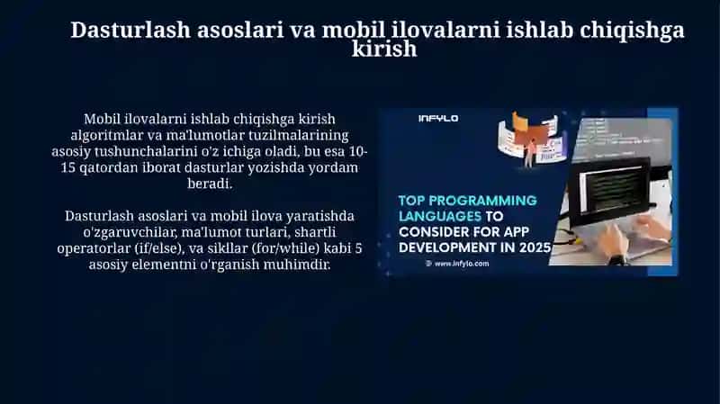 Dasturlash va mobil ilovalar yaratish 3