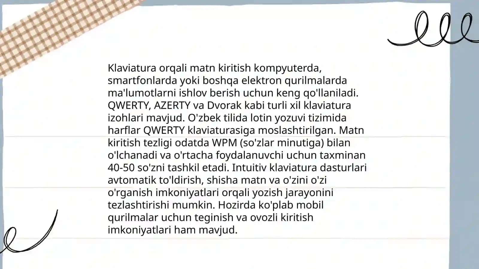 Klaviatura orqali matn kiritish 3