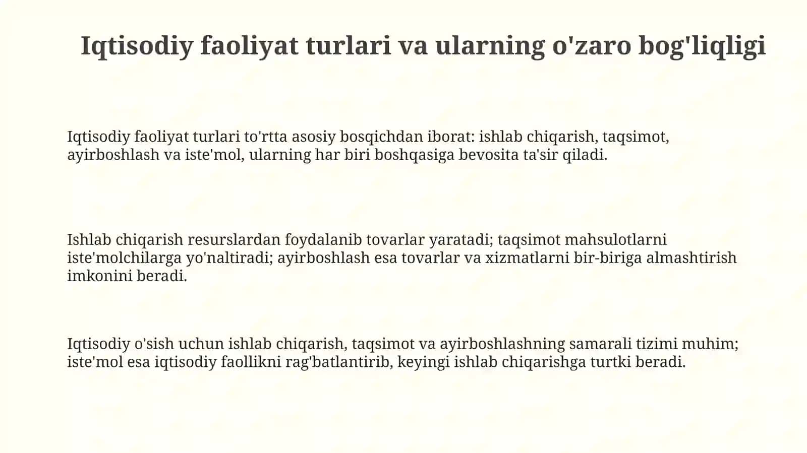 Iqtisodiy faoliyat turlari Bozor iqtisodiyotining belgilari 3