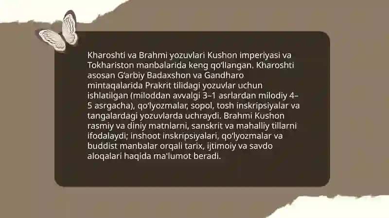 Kharoshti va Brahmi yozuvlari: Kushon va Tokhariston manbalari 3