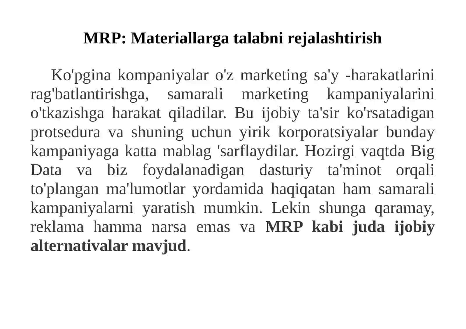 MRP va uning imkoniyatlari 3