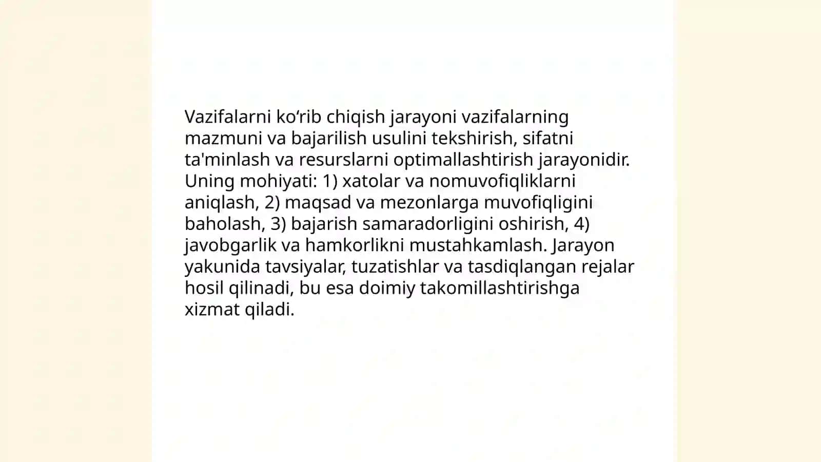 Vazifalarni koʻrib chiqish (review) jarayonining mohiyati 3