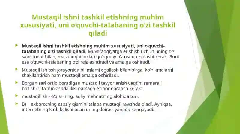 Ta'lim Menejmentini O‘qitishda Foydalaniladigan Mustaqil Ish Turlari va Ularning Samaradorlik Darajasi 3