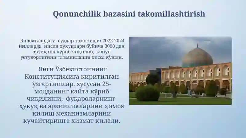 Yangi O'zbekistonda Inson Huquq va Erkinliklarining Kafolatlarini Yaratish 3