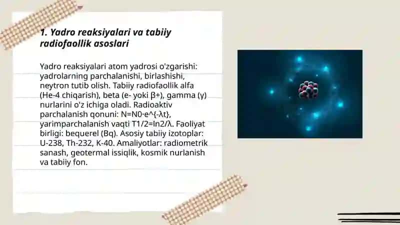 Yadro kimyosi va uning tabiatdagi amaliy ahamiyati 3