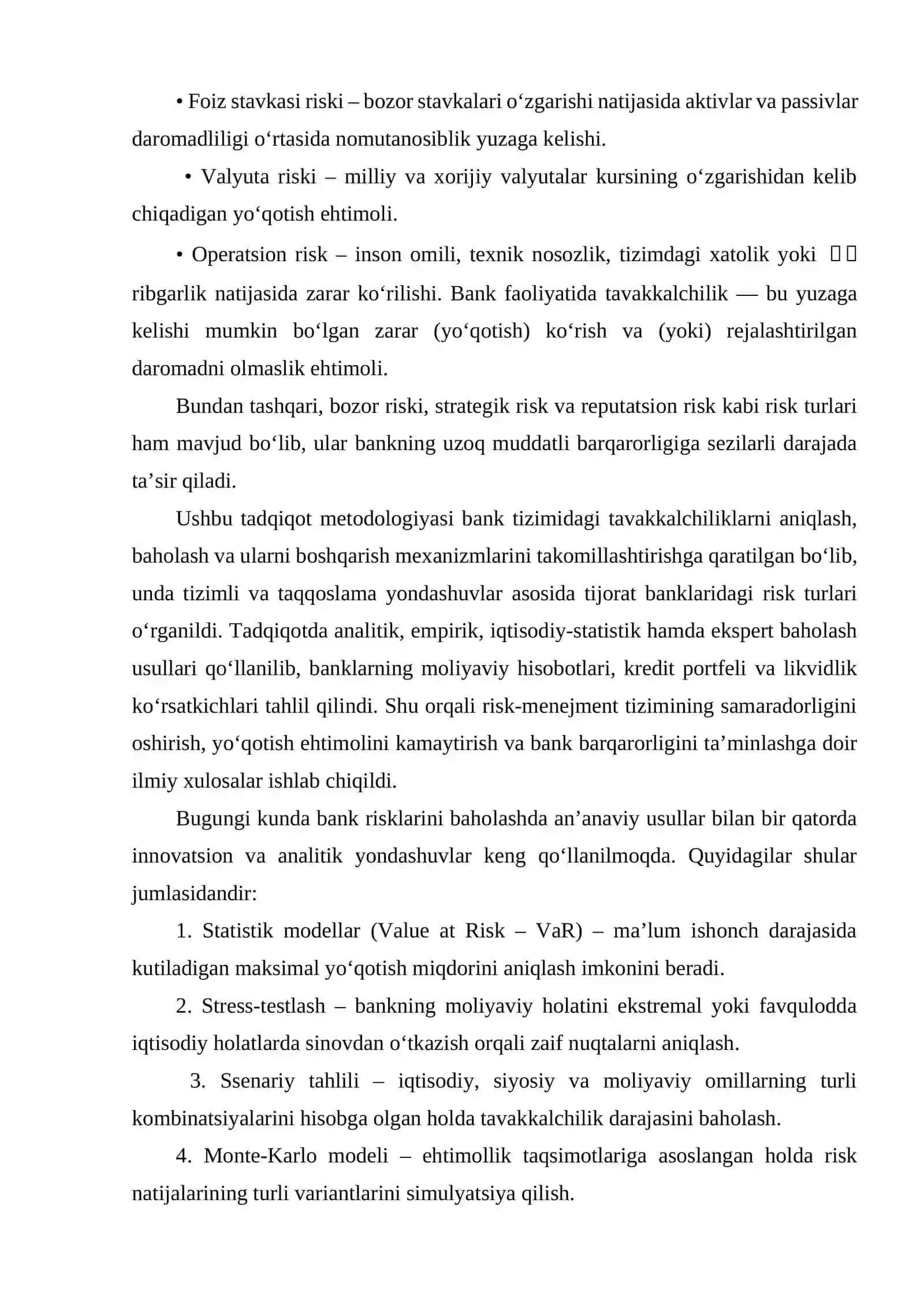 BANK TIZIMIDA TAVAKKALCHILIK VA UNI BAHOLASHNING ZAMONAVIY YONDASHUVLARI 3