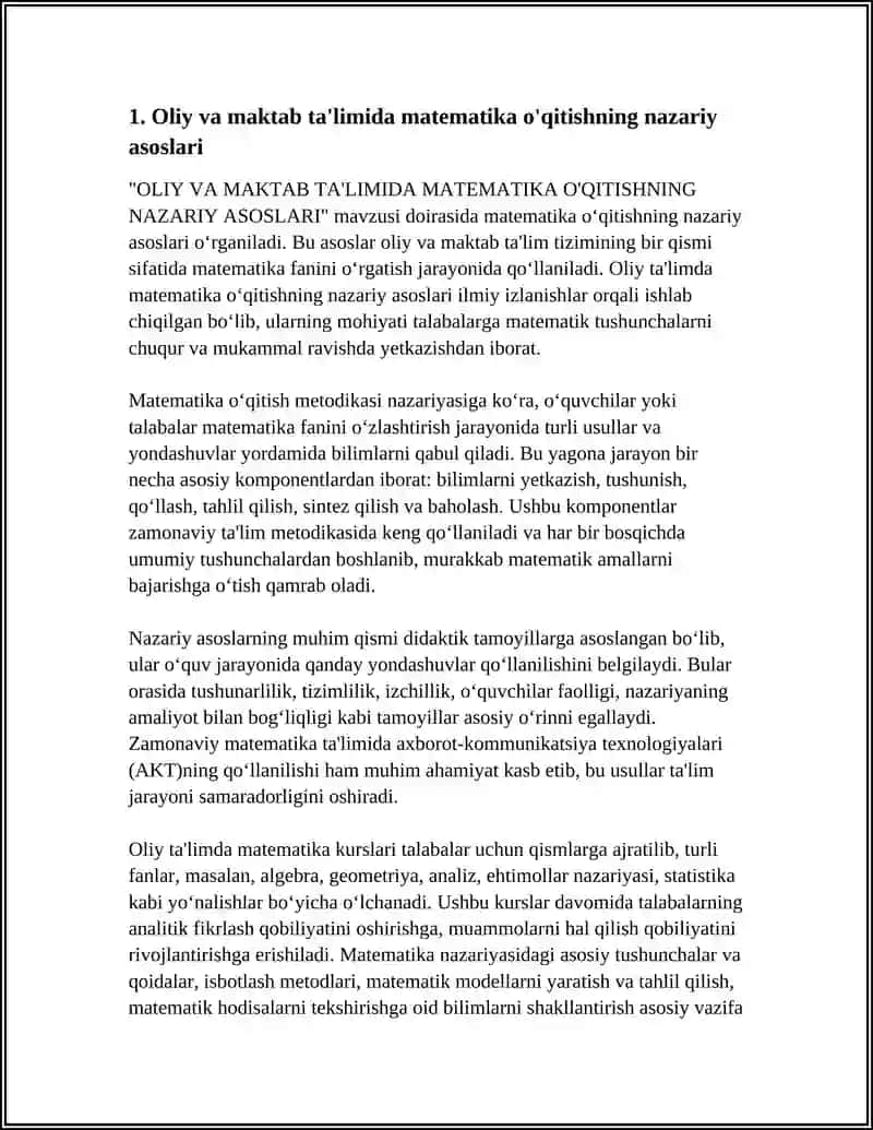 OLIY VA MAKTAB TA'LIMIDA MATEMATIKA O'QITISH METODIKASI 3