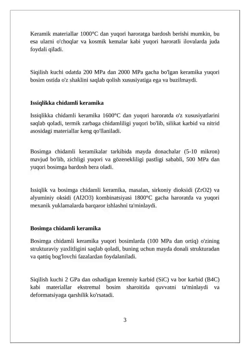 Issiqqa va bosimga chidamli keramikalar 3