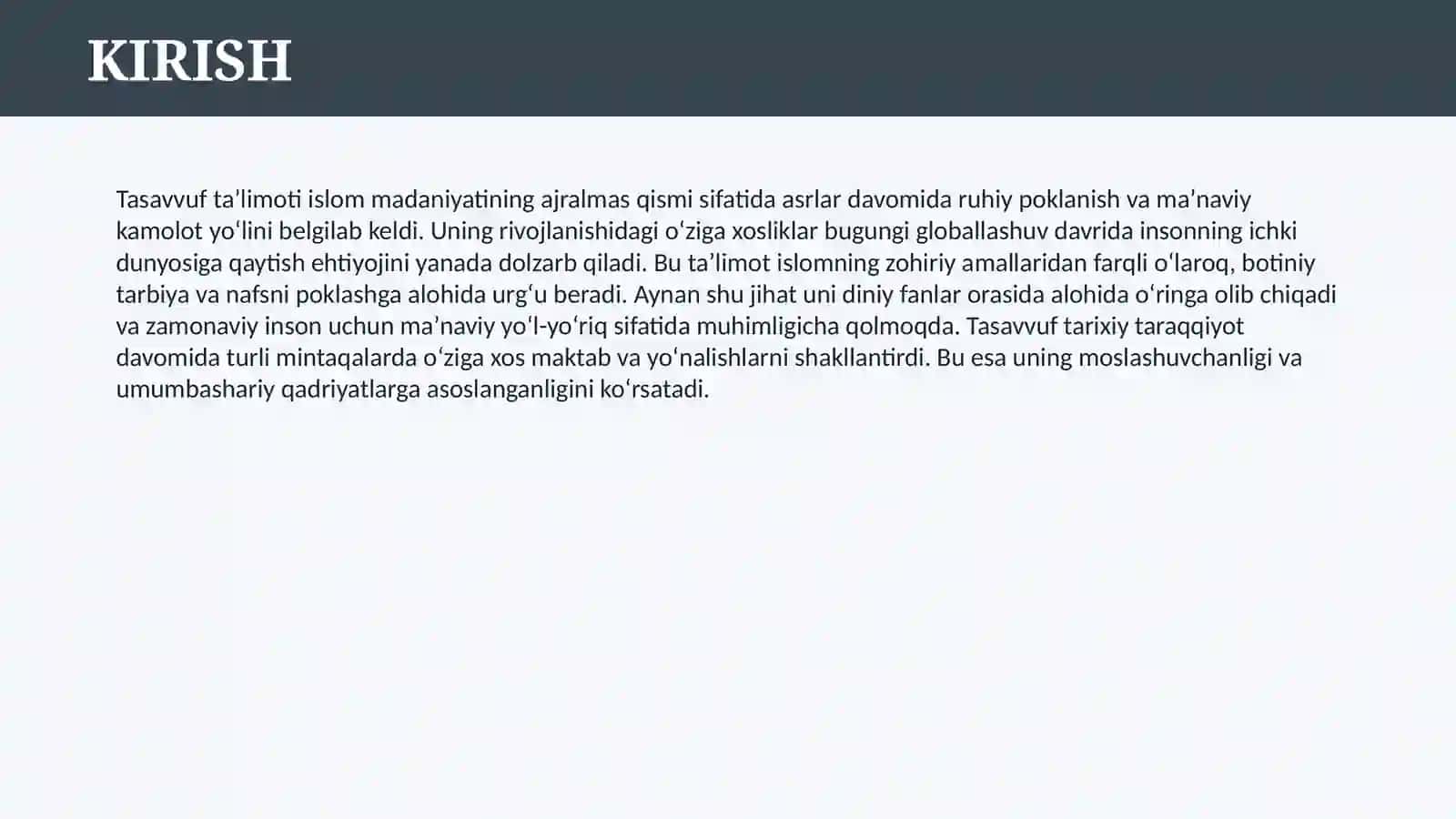 TASAVVUF TA`LIMOTI RIVOJINING O`ZIGA XOS XUSUSIYATLARI 3