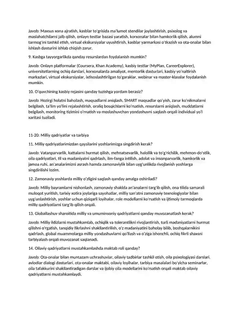 Professional Maktab Maslahatchilari uchun "Oltin xazina"!

Maktab maslahatchisi (psixologi) lavozimi 3